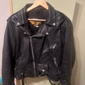 Harley-Davidson Black Leather Bomber-Style Motorcycle Jacket